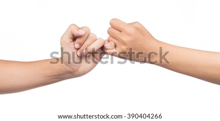 hands making promise as a friendship concept isolated on white background
