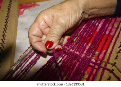 Hands Making Tapestry Very Skillfully