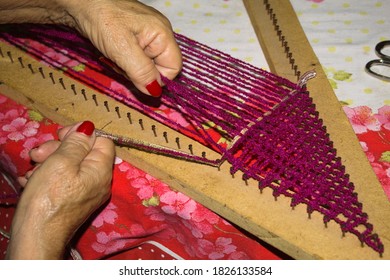 Hands Making Tapestry Very Skillfully