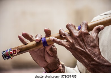 Hands Of A Man Playing A Flute / Perfect Hands / The Magic Sound Of India