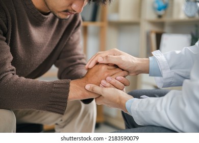 Hands Of Medical Personnel Comforting To Reassure The Patient In Clinic, Healthcare And Medical Concept.