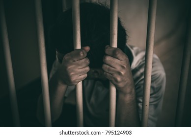 Hands Men Desperate Catch Iron Prisonprisoner Stock Photo 795124903 ...