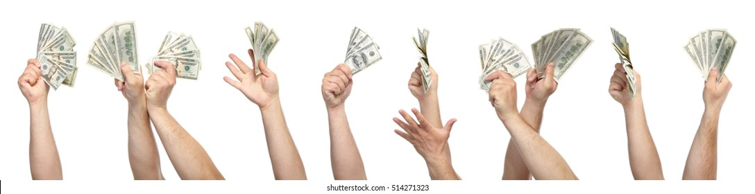 Hände mit Geld einzeln auf weißem Hintergrund