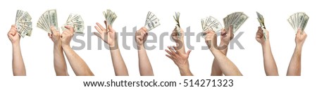 Hands with money isolated on a white background