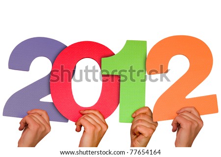 hands with numbers shows future year 2012.