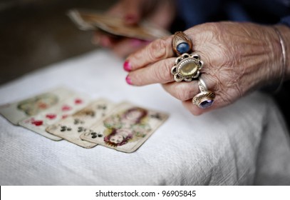 Hands of an old fortuneteller.