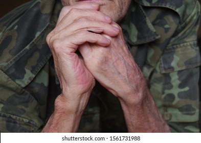 Hands Of An Old Man Veteran. Hands Of An Old Soldier