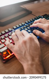 Hands On A Computer Keyboard - Late Office Work - After Hours And A Busy Work Schedule