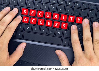 Hands on laptop with 