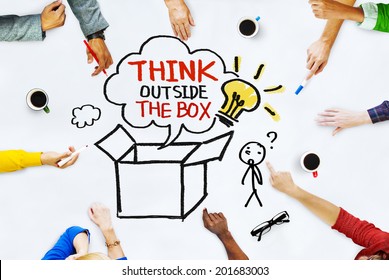 Hands Whiteboard and Think Outside the Box Concepts