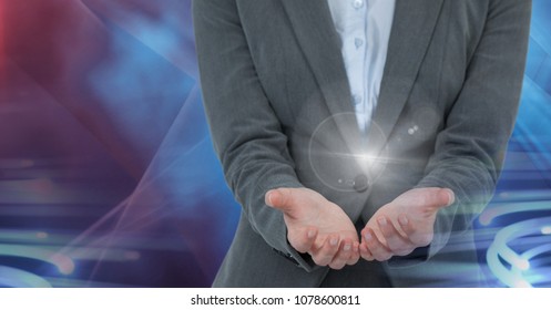 Hands open and interacting with transition effect