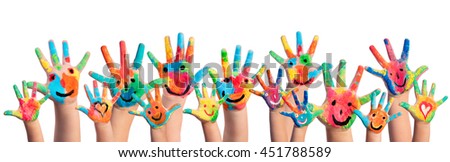 Hands Painted With Smileys
