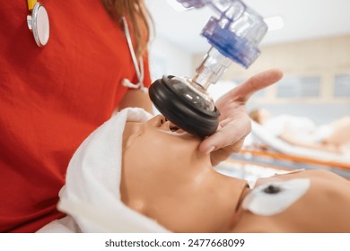 Hands of paramedic of emergency medical service during training resuscitation training on newborn dummy. 
 - Powered by Shutterstock