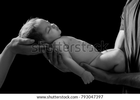 Similar – Newborn sleeping lying on blanket