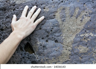 Hands In Petroglyph National Monument, New Mexico.