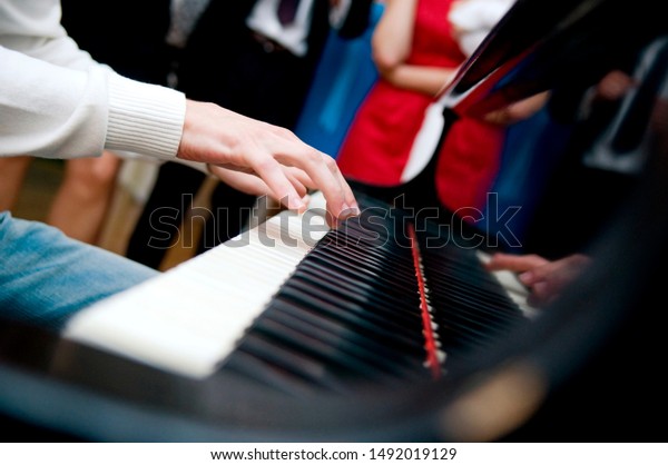 Hands Pianist Closeup He Plays Piano Stock Photo Edit Now 1492019129