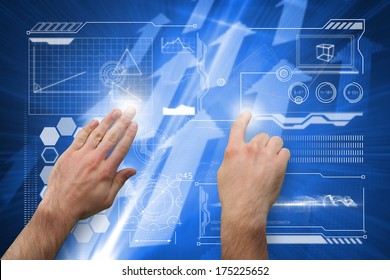 Hand Holding Futuristic Tablet Distribution Inscription Stock Photo ...