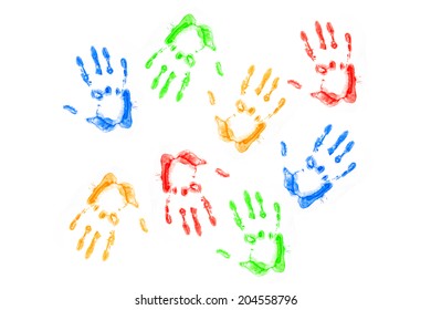 Hands Prints Different Colors Isolated On Stock Photo 204558796 ...