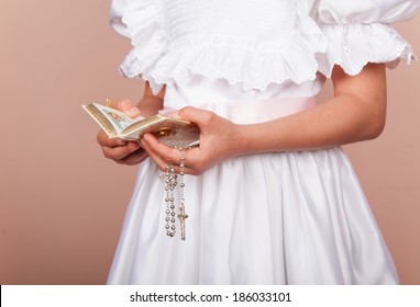 Hands Of Prying Girl Going To The First Holy Communion