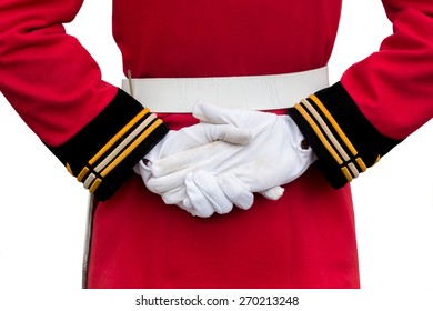 Hands Of A Royal Guard Wearing White Gloves