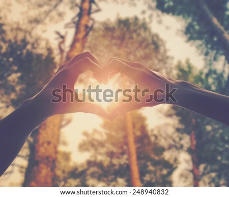 Photo of hands in shape of love heart