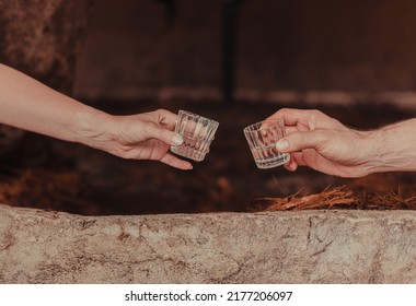 Hands Shot Glasses Cheers Alcohol Mezcal