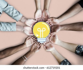 Hands Show Light Bulb Ideas Together Partnership - Shutterstock ID 612719201