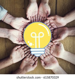 Hands Show Light Bulb Ideas Together Partnership - Shutterstock ID 615870329
