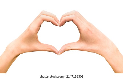 hands show the shape of a heart, on a white isolated background - Shutterstock ID 2147186301