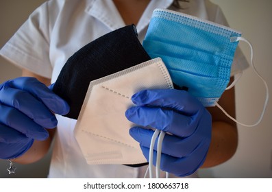 Hands Showing Different Types Of Masks