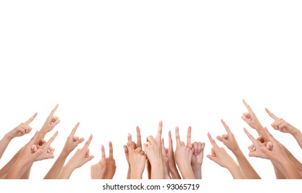 Hands showing product isolated