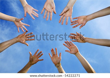 Similar – Image, Stock Photo limbs Hand Clouds