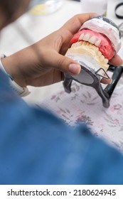 Hands Of Technician Making Dental Prosthesis