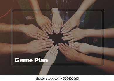 Hands together with text: Game Plan