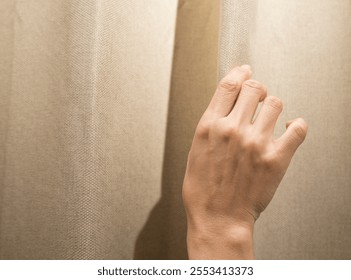 Hands touching the surface of the fabric