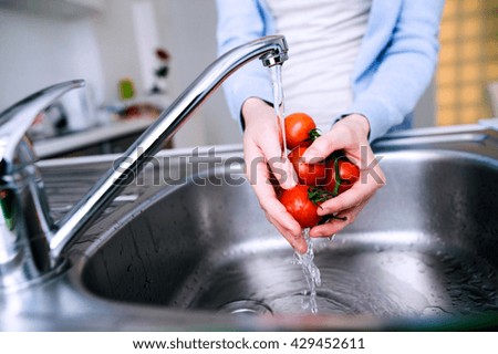 Similar – Image, Stock Photo Detail of tap with Water Flowing Strongly