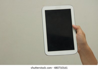 hands using tablet pc , isolated