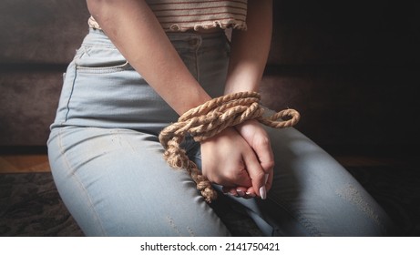 Hands Victim Woman Tied Rope Stock Photo Shutterstock