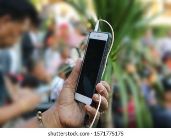 Hands while using the phone Soft blur background