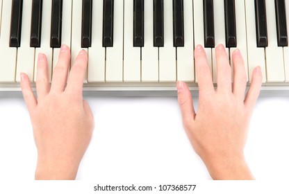 Hands Of Woman Playing Piano