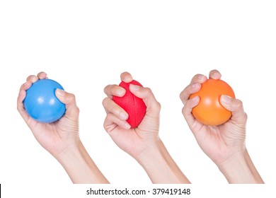 Hands Of A Woman Squeezing A Stress Ball