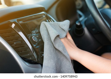 Black Leather Gloves Women Car Interior Design Images Stock