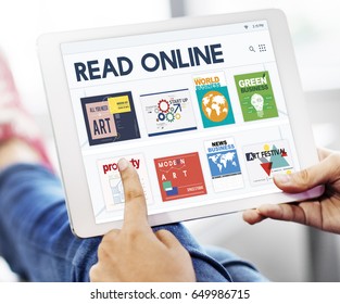 Hands working on digital device network graphic overlay