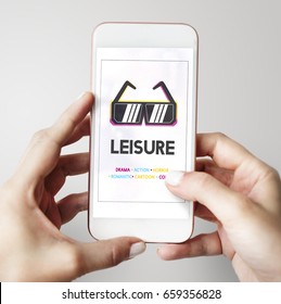 Hands working on digital device network graphic overlay