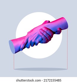 Hands wrap around each other. Art collage. - Powered by Shutterstock