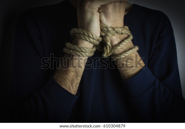 Hands Young Man Tied Rope Stock Photo 610304879 | Shutterstock