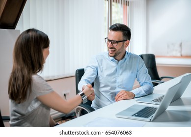 Handshake After Meetup. Business People Handshake