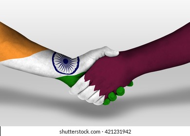 Handshake Between Qatar India Flags Painted Stock Photo 421231942 ...