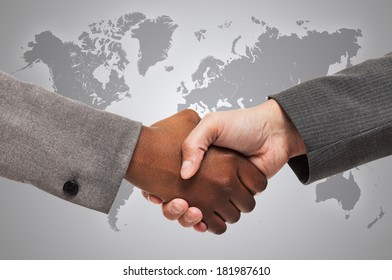 Handshake Between White Black Business 260nw 181987610 