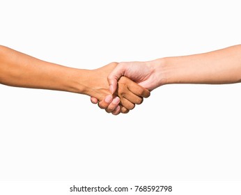 Handshake Of Business Partners On White Background.